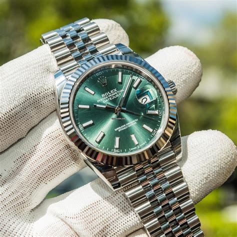 rolex green dial watch price|rolex 41mm date just mint dial.